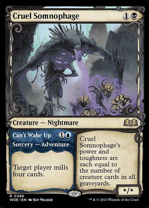 MTG Cruel Somnophage // Can't Wake Up WOE 286 Showcase Adventure Nonfoil