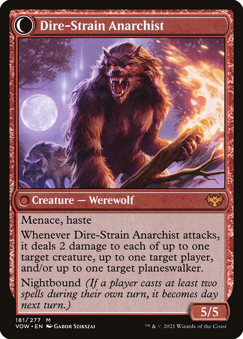 MTG Volatile Arsonist // Dire-Strain Anarchist VOW 181 Standard Nonfoil reverse