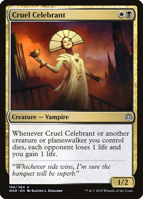 MTG Cruel Celebrant WAR 188 Standard Foil front