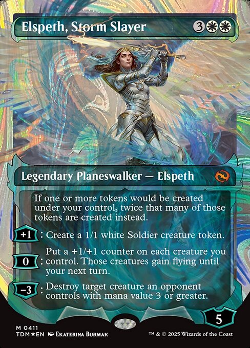 MTG Elspeth, Storm Slayer TDM 411 Showcase Ghostfire Halo Foil