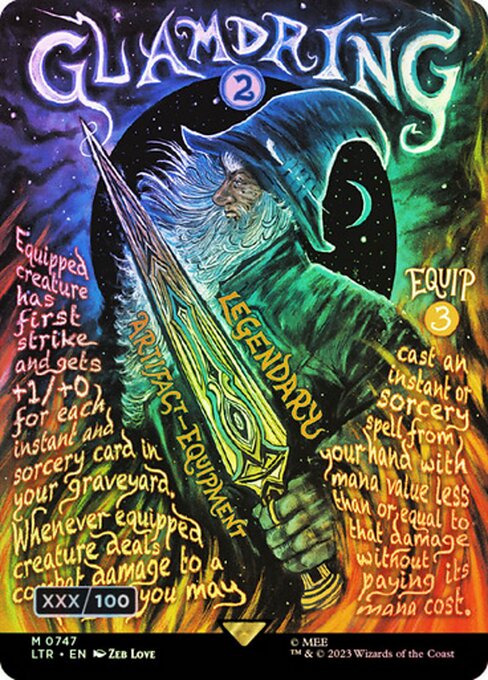 MTG Glamdring LTR 747z Borderless Poster Serialized Double Rainbow Foil