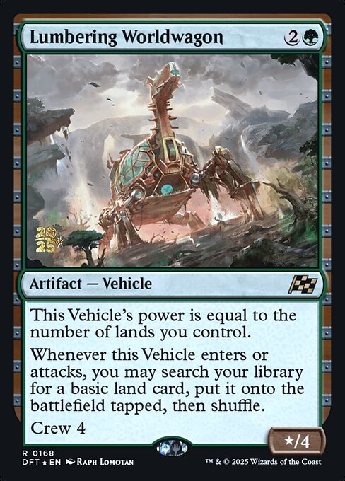 MTG Lumbering Worldwagon PDFT 168s Prerelease Foil