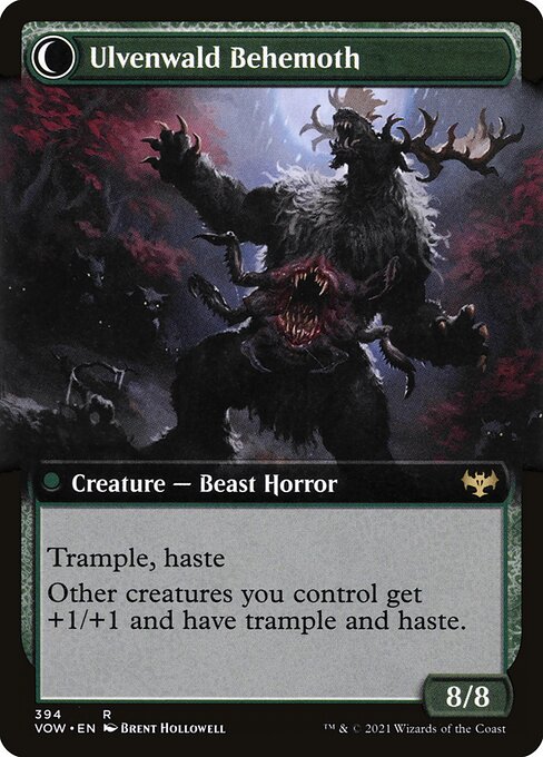 MTG Ulvenwald Oddity // Ulvenwald Behemoth VOW 394 Extended Art Nonfoil reverse