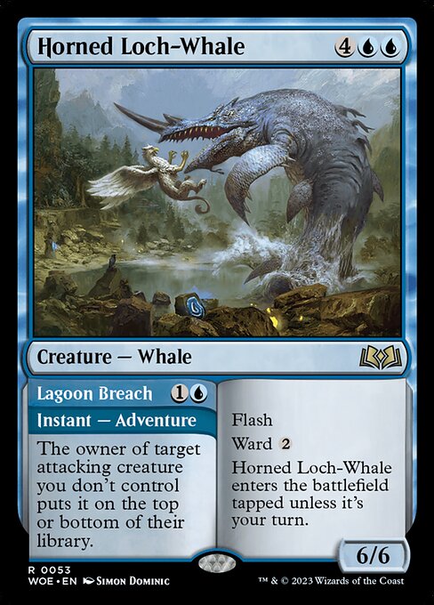 MTG Horned Loch-Whale // Lagoon Breach WOE 053 Regular Foil