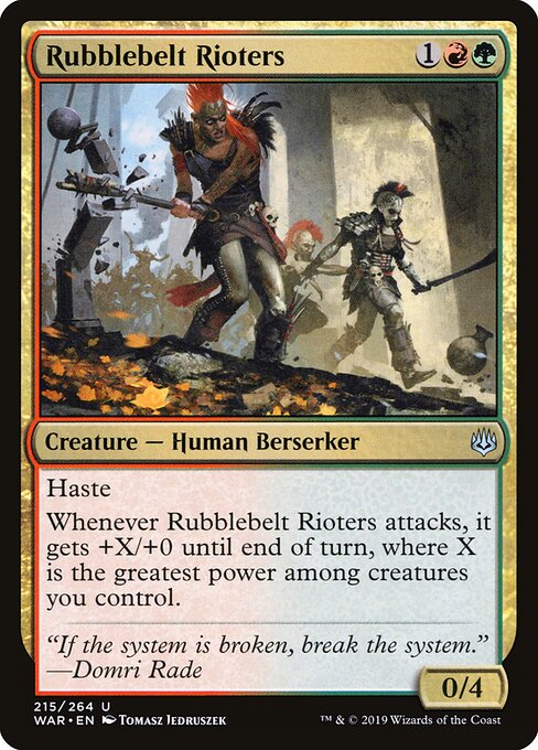 MTG Rubblebelt Rioters WAR 215 Standard Nonfoil front