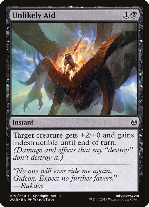 MTG Unlikely Aid WAR 109 Standard Foil front
