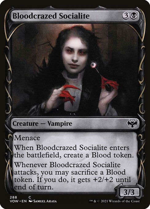 MTG Bloodcrazed Socialite VOW 288 Showcase Fang Foil front