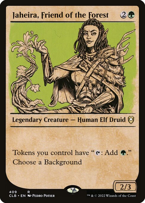 MTG Jaheira, Friend of the Forest CLB 409 Showcase Rulebook Foil