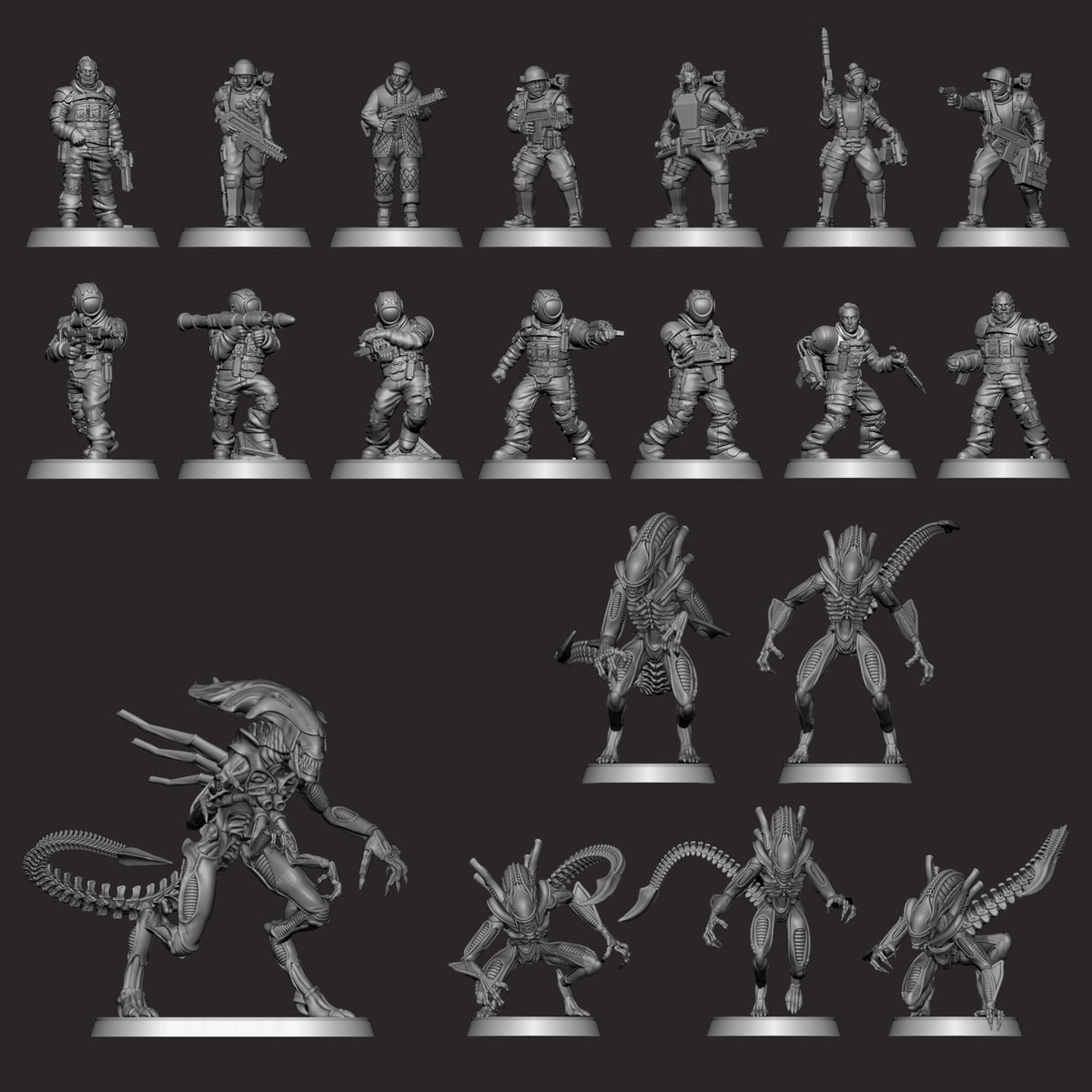 ALIEN RPG Miniatures Set: Operation Leading Edge miniatures set contents view 2