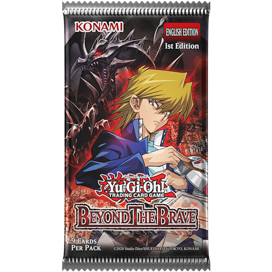Yu-Gi-Oh! Beyond the Brave English 1st Edition booster pack with Joey Wheeler and Red-Eyes Black Dragon artwork