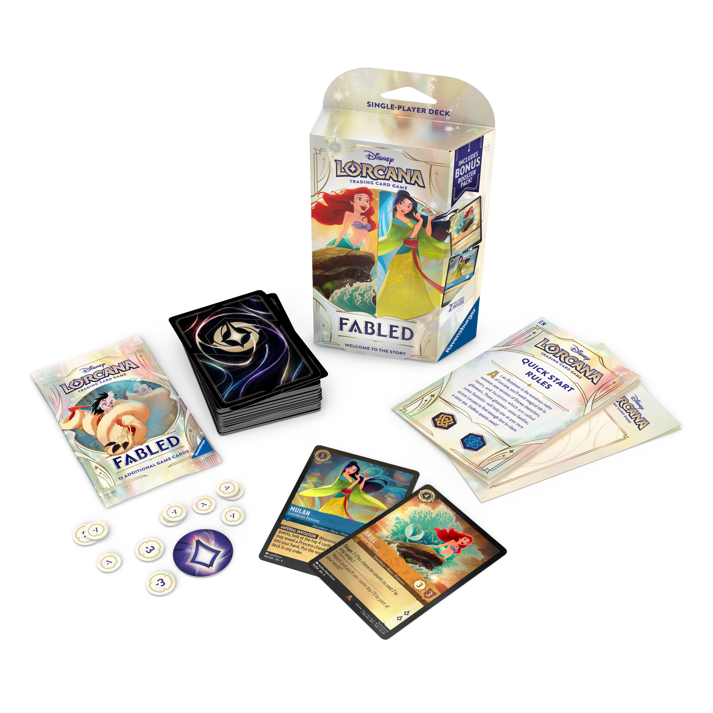 Lorcana Fabled - Single Player Deck Amber & Sapphire Starter Deck (Ariel Mulan)