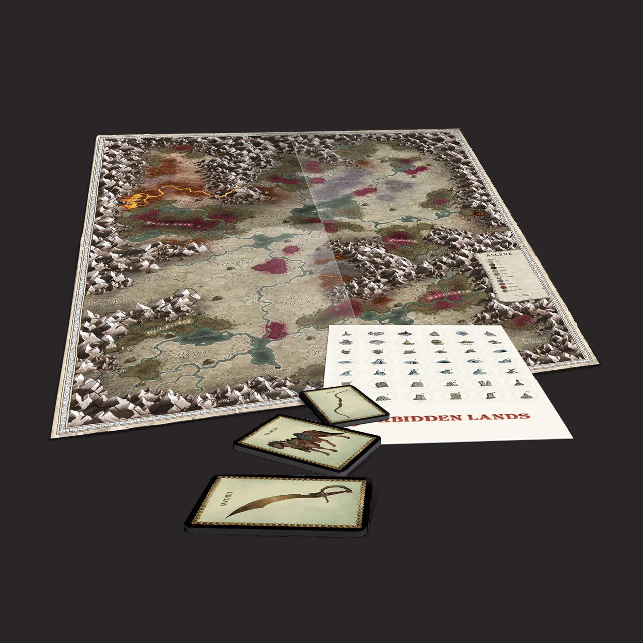 Forbidden Lands RPG, The Bloodmarch Map & Cards Pack illustrated game map
