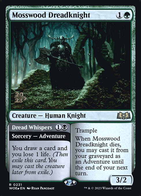 MTG Mosswood Dreadknight // Dread Whispers PWOE 231s Prerelease Foil