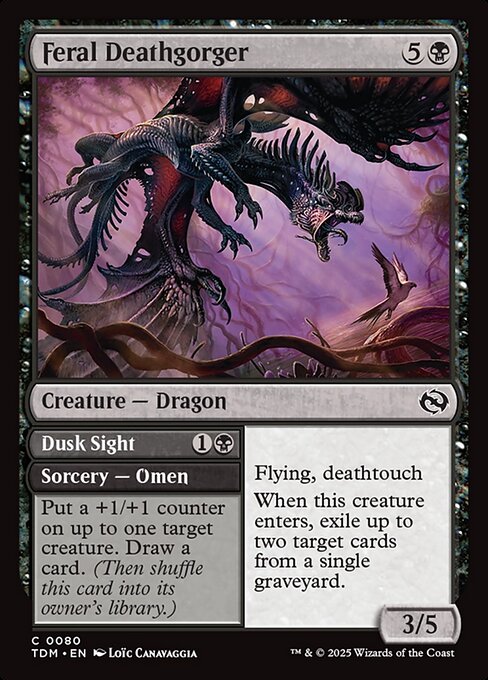MTG Feral Deathgorger // Dusk Sight TDM 080 Regular Foil