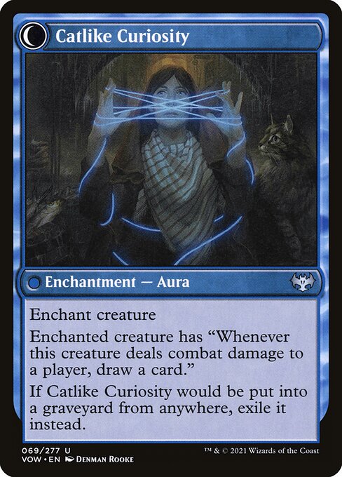 MTG Mischievous Catgeist // Catlike Curiosity VOW 069 Standard Foil reverse