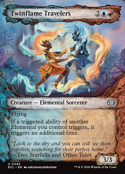 MTG Twinflame Travelers ECL 345 Borderless Foil