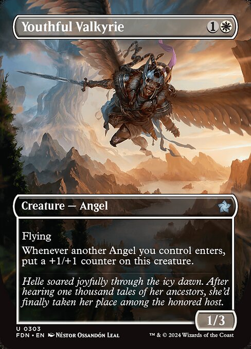 MTG Youthful Valkyrie FDN 303 Borderless Foil
