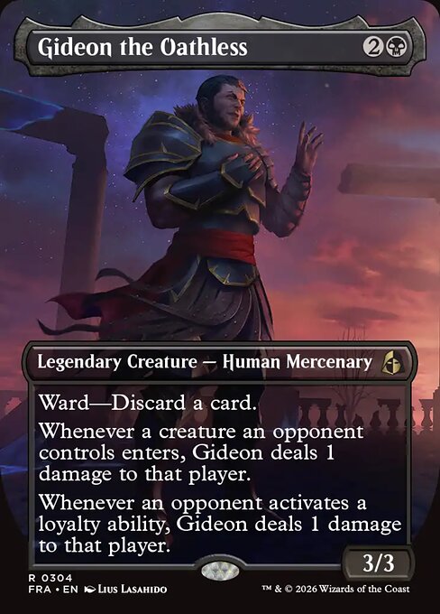 MTG Gideon the Oathless FRA 304 Borderless Echoed Pairs Foil front
