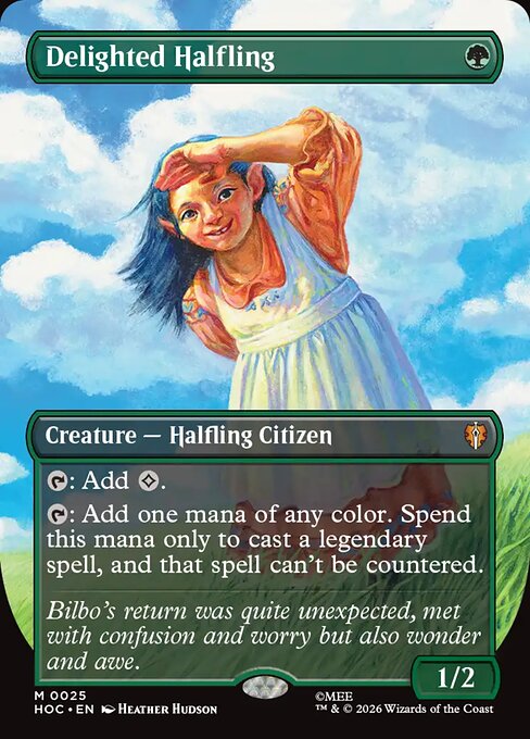 MTG Delighted Halfling HOC 025 Borderless Foil