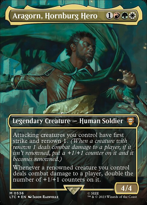 MTG Aragorn, Hornburg Hero LTC 536 Showcase Ring Surge Foil