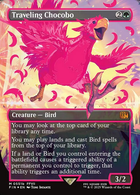 MTG Traveling Chocobo FIN 551b Pink Chocobo Pink Neon Ink Foil