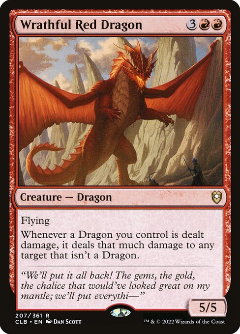 MTG Wrathful Red Dragon CLB 207 Regular Foil