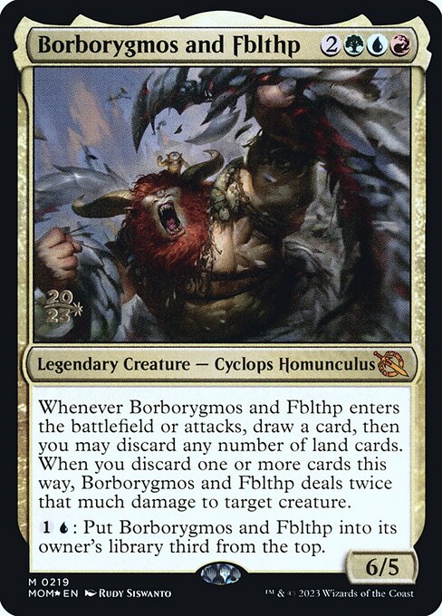 MTG Borborygmos and Fblthp PMOM 219s Prerelease Foil