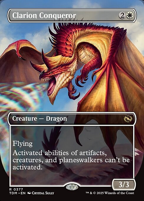 MTG Clarion Conqueror // Clarion Conqueror TDM 377 Borderless Reversible Dragon Foil