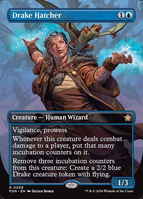 MTG Drake Hatcher FDN 306 Borderless Foil