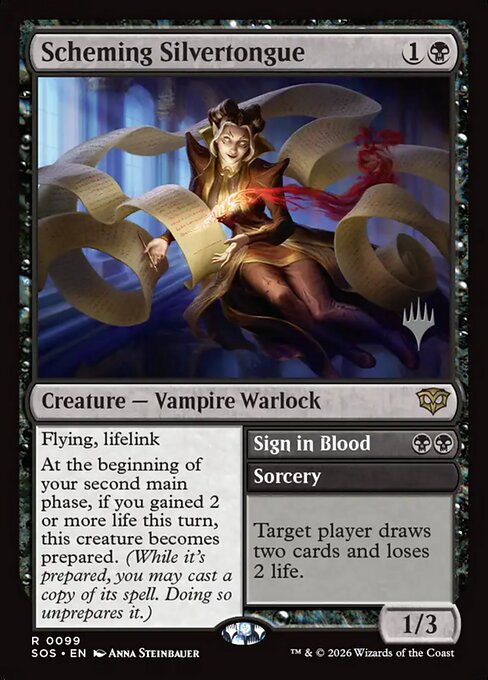 MTG Scheming Silvertongue // Sign in Blood PSOS 099P Promo Pack Foil