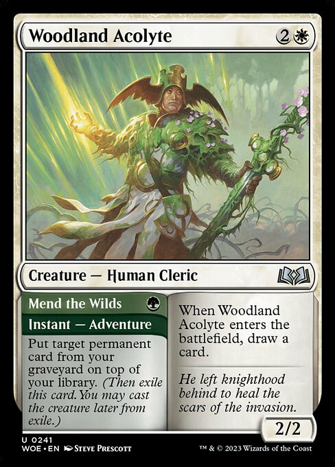 MTG Woodland Acolyte // Mend the Wilds WOE 241 Regular Foil