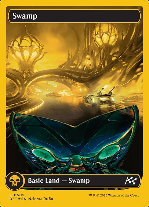 MTG Swamp DFT 509 Full-Art Driver's Seat Basic Land First-Place Foil