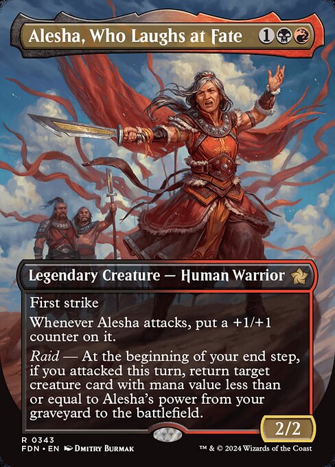 MTG Alesha, Who Laughs at Fate FDN 343 Borderless Nonfoil