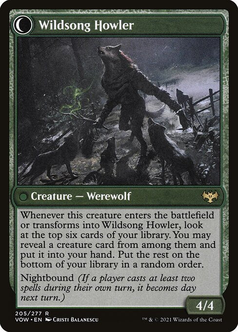 MTG Howlpack Piper // Wildsong Howler VOW 205 Standard Nonfoil reverse