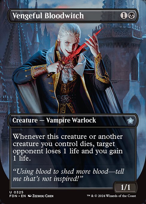 MTG Vengeful Bloodwitch FDN 325 Borderless Nonfoil