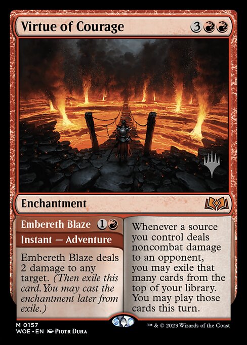 MTG Virtue of Courage // Embereth Blaze PWOE 157p Promo Pack Foil