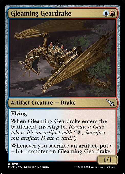 MTG Gleaming Geardrake MKM 205 Regular Foil