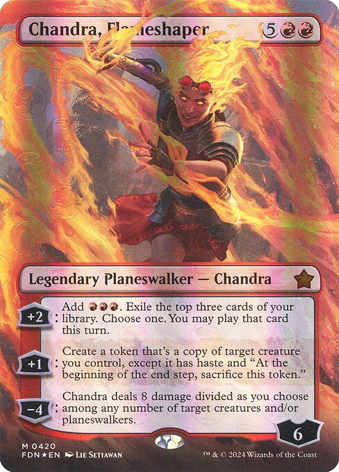 MTG Chandra, Flameshaper FDN 420 Borderless Mana Foil
