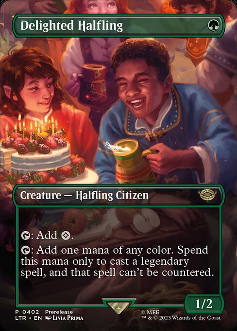 MTG Delighted Halfling LTR 402 Borderless Foil