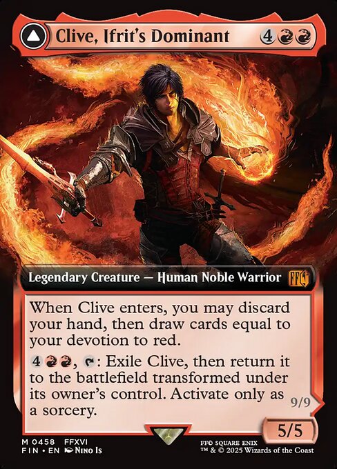 MTG Clive, Ifrit's Dominant // Ifrit, Warden of Inferno FIN 458 Extended Art Foil