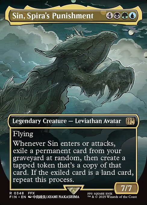 MTG Sin, Spira's Punishment FIN 348 Borderless Woodblock Foil