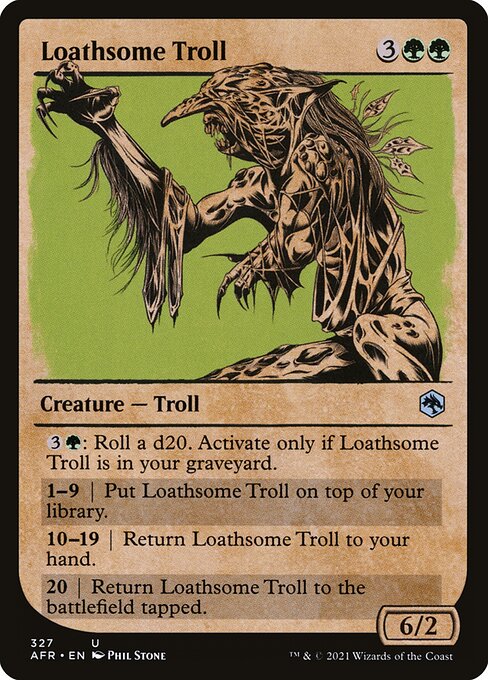 MTG Loathsome Troll AFR 327 Rulebook Showcase Nonfoil