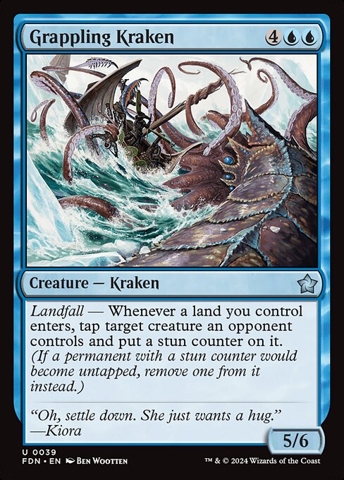MTG Grappling Kraken FDN 039 Regular Nonfoil
