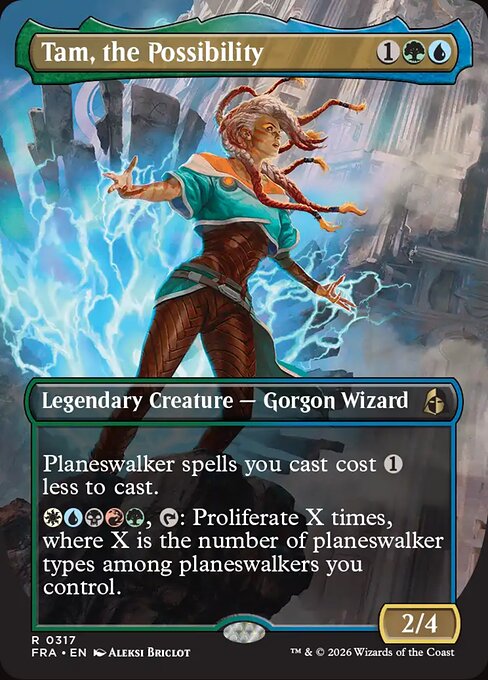 MTG Tam, the Possibility FRA 317 Borderless Echoed Pairs Foil front