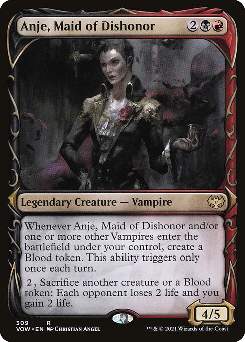 MTG Anje, Maid of Dishonor VOW 309 Showcase Fang Foil front