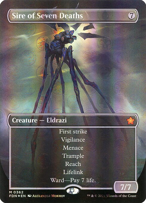 MTG Sire of Seven Deaths FDN 362 Borderless Mana Foil