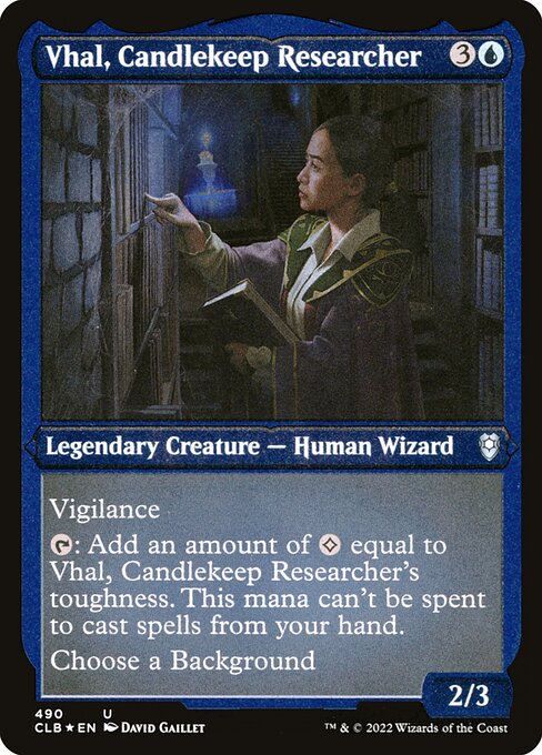 MTG Vhal, Candlekeep Researcher CLB 490 Foil Etched Frame Etched