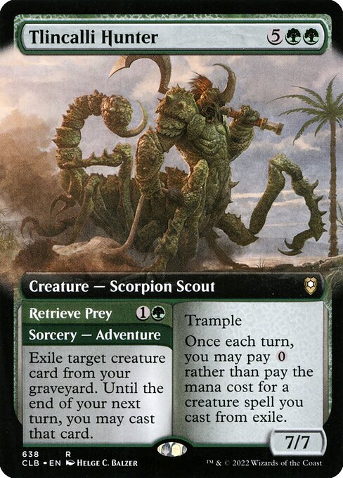 MTG Tlincalli Hunter // Retrieve Prey CLB 638 Extended Art Nonfoil