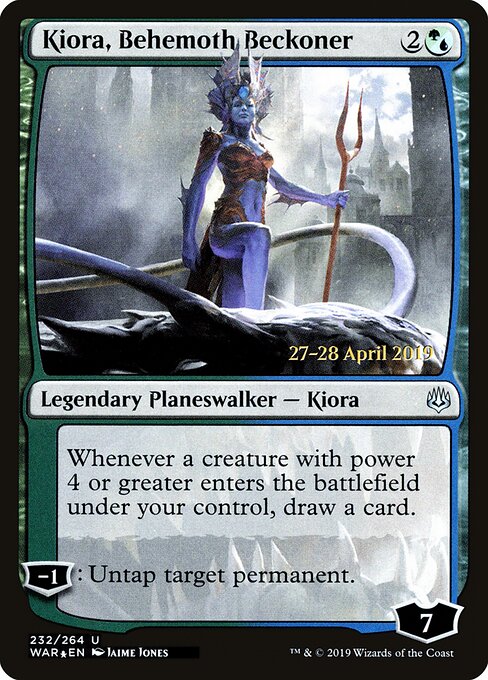 MTG Kiora, Behemoth Beckoner PWAR 232S Prerelease Promo Foil front