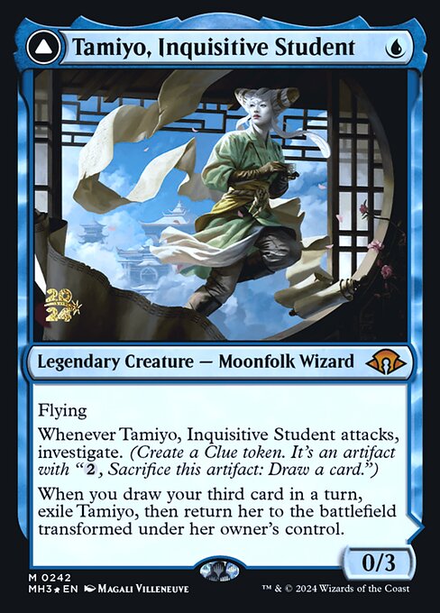 MTG Tamiyo, Inquisitive Student // Tamiyo, Seasoned Scholar PMH3 242s Prerelease Foil